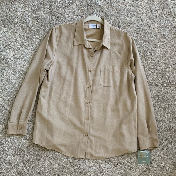Tan suede long sleeve button up - Picture 2 of 7